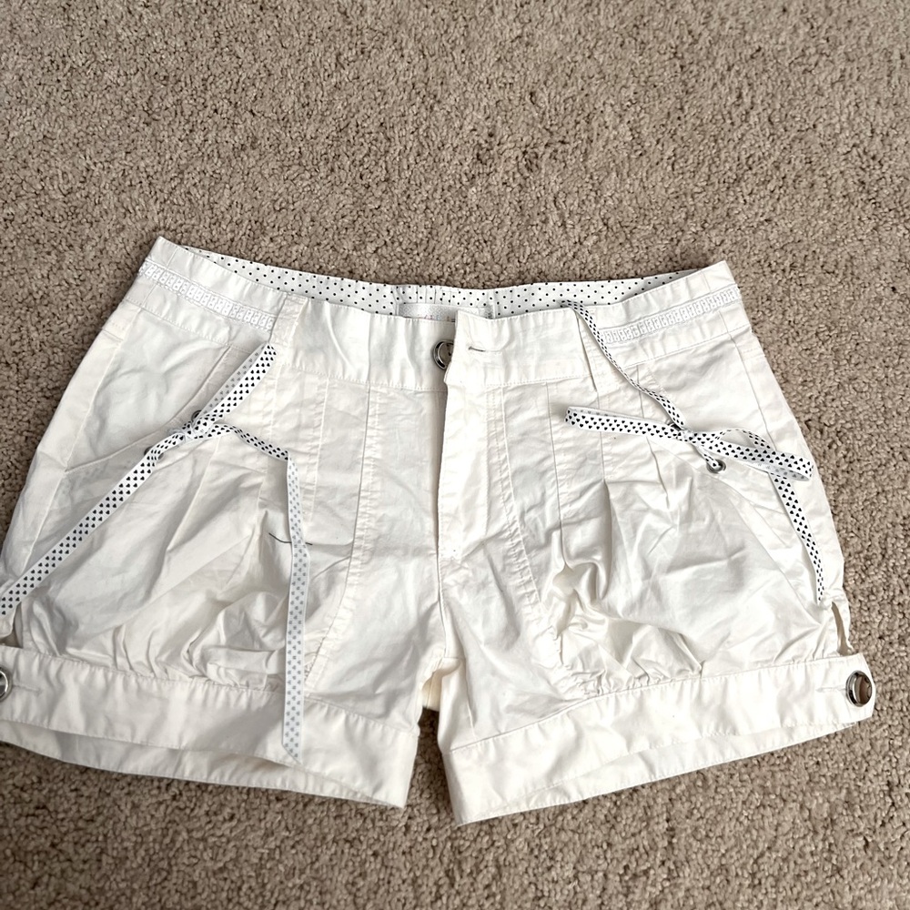 White shorts with polka dot bows